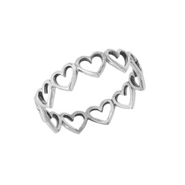 81stgeneration Women's 925 Sterling Silver Multiple Cut-Out Love Heart Band Stackable Ring