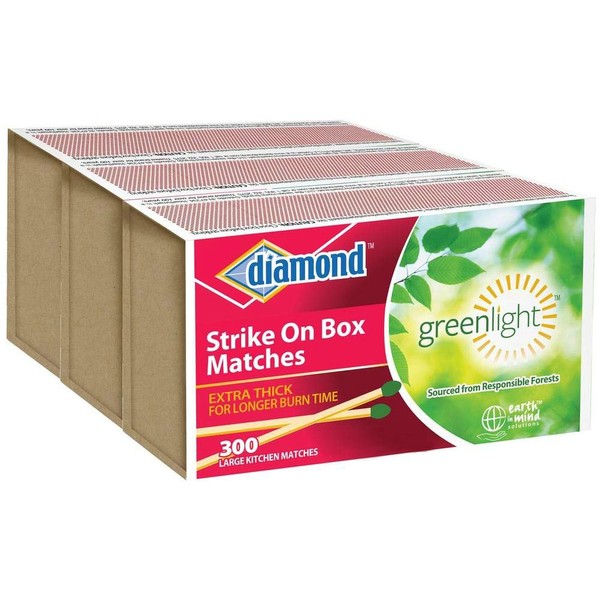 Diamond Wooden Matches Kitchen Matches Strike on Box Matches 6 Boxes of 300 in each box for a total of 1,800 matches.