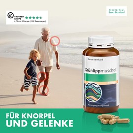 Sanct Bernhard Green-lipped Mussel Capsules | 300 Capsules | High Dose | 500 mg New Zealand Green-Lipped Mussel Concentrate/Capsule | Quality Made in Germany | Made in Germany