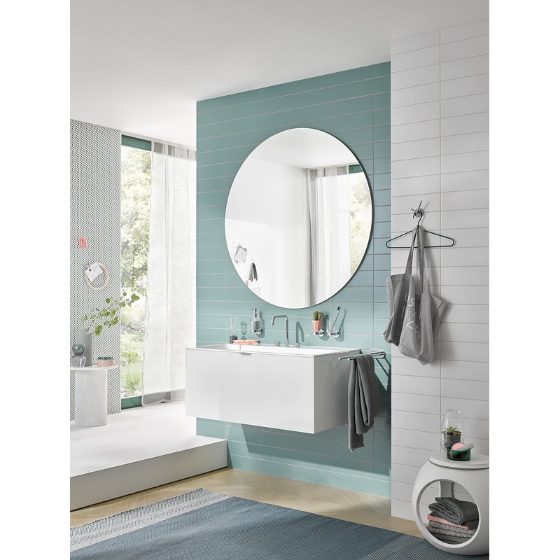 Emco Round Wall Mounted Double Hook Easy Care Aluminium 2