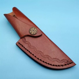 Unbranded Leather Knife Sheath Only Brown Fixed Blade Belt Case 6.5"x 3.5" Border Stamped