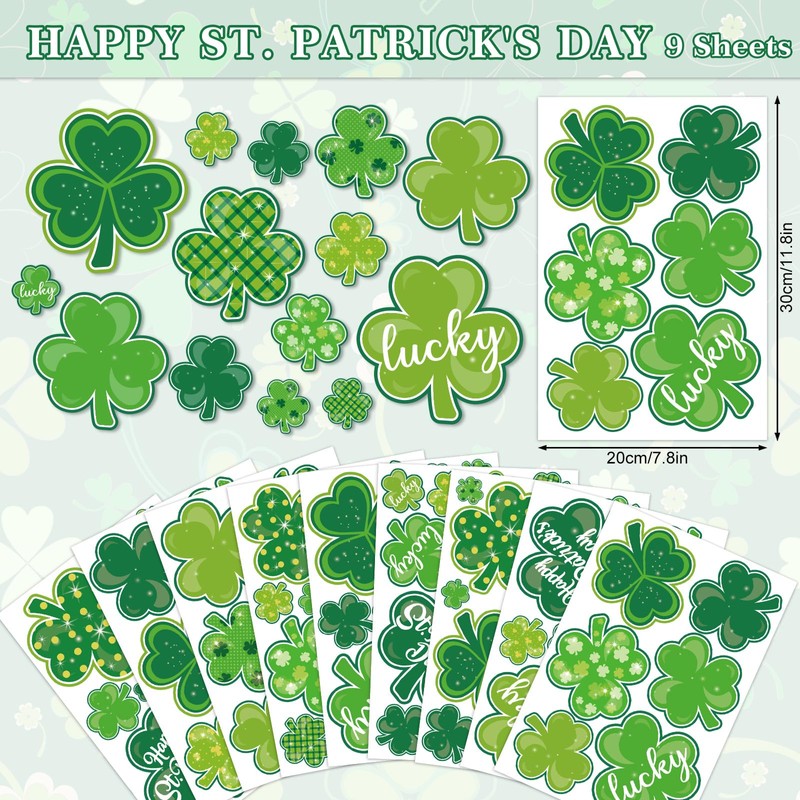 Whaline Whaline 9 Sheets St. Patrick's Day Window Clings Green