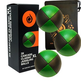 3 x Pro Cascade XL 180g Juggling Balls - Large Sized Quality Thud Beanbags & Bag - Set of 3 Juggling Balls (Green and Black)