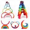 Jzhen Stacking Rainbow Blocks, Wooden Rainbow Stacker Puzzle Toy Stacker