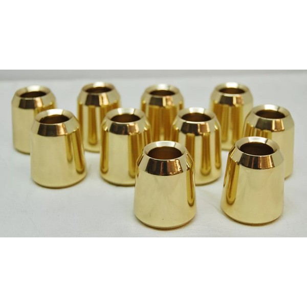 SET OF 10 POLISHED BRASS 7/8" SMOOTH CANDLE FOLLOWERS -