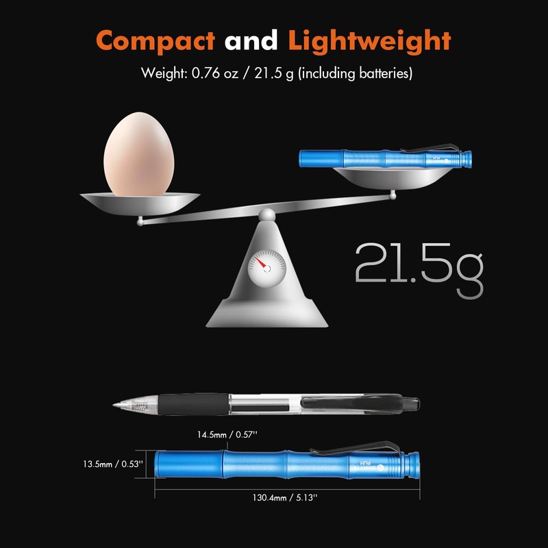 Brinyte PL01 165 Lumen Pen Light Flashlight Dual Mode High