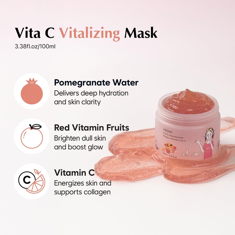 MIDHA Vita C Vitalizing Mask, Facial Wash-off mask, with Vitamin