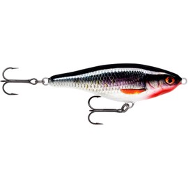 Rapala - Twitchin' Rap Fishing Lure - Abachi construction - Slow sinking freshwater fishing lure - Swimming depth 0.6-1.5m - Size 12cm / 53g - Made in Estonia - Heavy Metal Roach