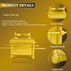 Will Art Museum Ark of The Covenant Model The Ark of The Covenant Replica Gold Resin Statue with Contents Jewish Testimony Judaica Israel Tabletop Decor Ark of The Covenant Replica Statue