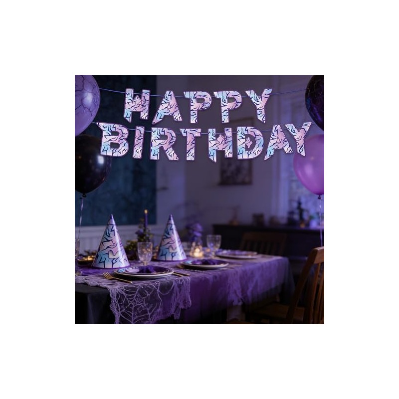 Purple Demon Birthday Banner Hunters Themed Birthday Party Paper Banner