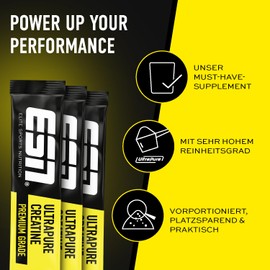 ESN ESN Ultrapure Creatine Monohydrate Sticks, 3 x 30 Sticks, 90 Servings, Fresh Cherry, Creatine Powder, Microfine & Perfectly Soluble, Vegan - Made in Germany