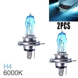 AIMALL 2 PCS H4 100/90W Headlight Bulbs 12V Xenon Super White 6000K, Long-Distance Illumination for Night Driving and Enhanced Visibility