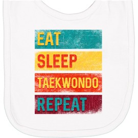 inktastic Martial Arts Eat Sleep Taekwondo Repeat Newborn Bib White 34558