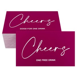 RXBC2011 Drink Voucher Cards, Burgundy Cheers Design, 2 x 3.5 Inches, Pack of 100 Wine red type2
