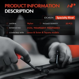 A-Premium 50PCS Aluminum & Steel Panel-Fuel Door Rivets Clips Retainer Compatible with Toyota, Lexus & Scion - Camry, RAV4, Corolla, Prius, Tacoma, Highlander, Tundra, Sienna, 4Runner, RX330, RX350