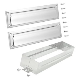 Nuk3y Solid Brass Mail Slot with Double Flap and Sleeve (Satin Nickel, 13" x 3.625")