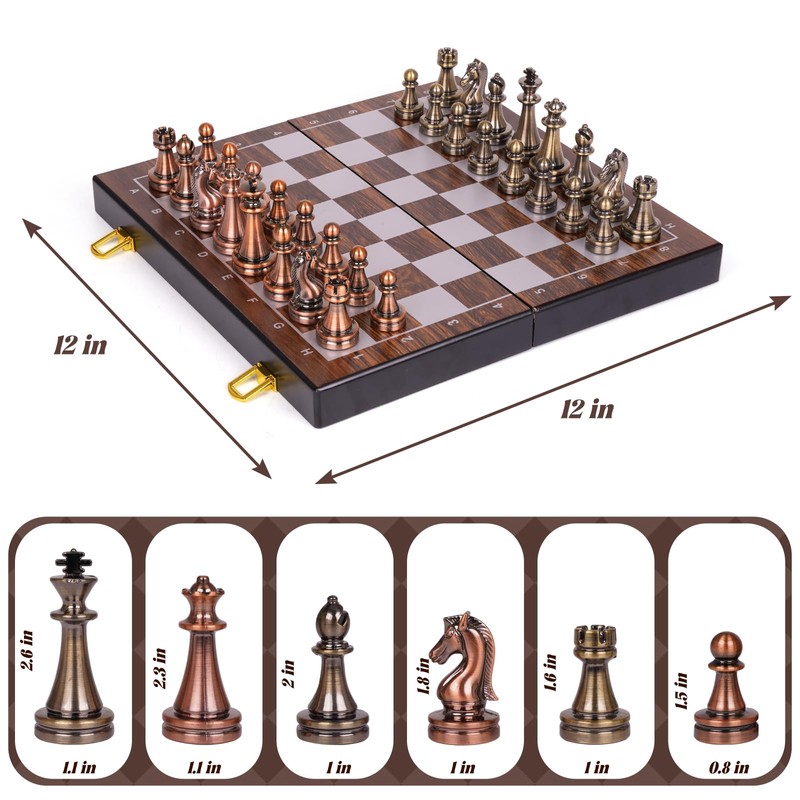 Magnetic Travel Chess Set, Folding Wooden Chess Board with Acrylic