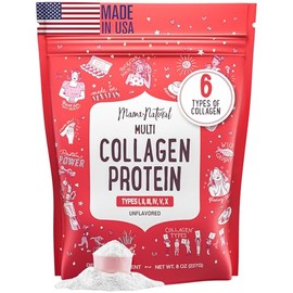 Mama Natural Proteína de colágeno multi en polvo, tipo 1, 2, 3, 4, 5 y 10 - Sin sabor e hidrolizada - Péptidos de colágeno puros en polvo - Carne de  