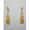 Polymer Clay Cat Paw Print Pierced Dangle Earrings, Yellow and