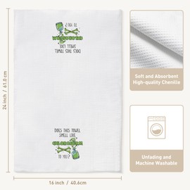 Funny Kitchen Dish Towels for Women Mom Friend, Does This Towel Smell Like Chloroform to You, Kitchen Bathroom Decor Towel Gift for Housewarming Christmas Mother's Day