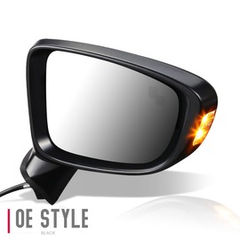 OE Style Passenger Right Side Mirror Manual Folding Power Adjust Heated Glass Turn Signal Blind Spot Detection Compatible with Mazda 6 14-16, Paint to Match, MA1321188