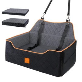 Dog Car Seat Large Medium - Sized Dog Car Pet Bed for Dogs Under 55 Lb or 2 Small Dogs,Safety Memory Foam Booster Seat 2 Cushions,Large Pet Bed Seat for Backseat