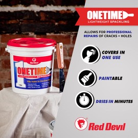 Red Devil 0548 ONETIME Lightweight Spackle Wall Repair, Spackling for Holes Drywall, 1 Pint, White, Made in USA