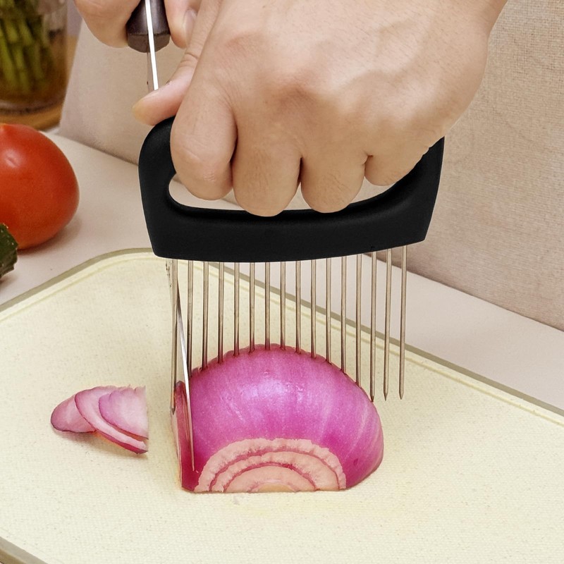 Furneet Extra-Large Onion Holder for Slicing, Onion Cutter Vegetable Chopper,