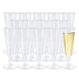 GEMMAHW 50Pcs Plastic Champagne Flutes, 160ml/5oz Disposable Plastic Prosecco Glasses, Clear Champagne Flutes Plastic, Sturdy Plastic Champagne Glasses for Wedding, Birthday, Party Toasting