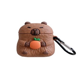 Silicone Case Compatible with AirPods 3rd Generation with Keychain, Cute Anime 3D Cartoon Capybara Full-Body Shockproof Protective Case for Kids Girls