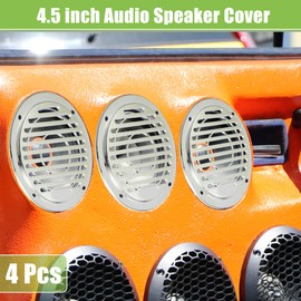 X AUTOHAUX 4.5" Car Speaker Grills Cover Round with Screws Silver Tone - 4 Pcs