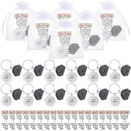 Ecation 12 Sets Inspirational Rock Keychain Emotional Support Rock Gift Employee Appreciation Gift with Cards Bags for Team Coworker Staff School Office Supplies