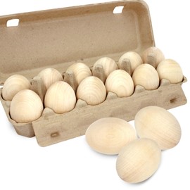 12 PCS Wooden Eggs to Paint Fake Easter Eggs Unpainted Faux Wooden Eggs for Crafts, Easter Decorations, Get Hens to Lay Eggs