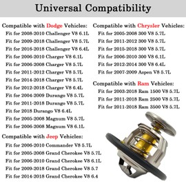 52028898AE Engine Thermostat, Coolant Thermostat, 203℉ Fit for Dodge Challenger Charger Durango Magnum & Ram 1500 2500 3500 & Jeep Commander Grand Cherokee & Chryslers 300, Replace 52028898AI