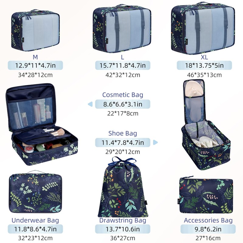 BAGAIL Packing Cubes for Suitcase 8 Set, Lightweight Luggage Packing
