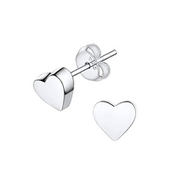 Heather Needham Sterling Silver Heart Earrings - SIZE: 4mm x 1.5mm thick (nice quality not thin). Gift Boxed heart stud earrings. 5170/B41HN