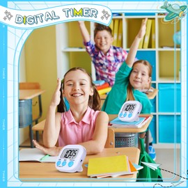 12Pcs Digital Timers for Classroom Kitchen Timers for Cooking Small Magnetic Stopwatch Mini Countdown Timer Loud Alarm Stop for Study Work Baking Sports Games Office Timer Clock (White)