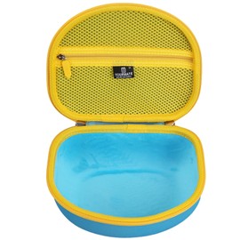 Tourmate - Funda rígida de viaje para Riwbox CT-7 / CT-7S - Auriculares inalámbricos para niños con orejas de gato, bolsa protectora de almacenamiento (azul y amarillo)