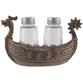 Nordic Salt and Pepper Shakers "Drakar" - Viking Ship with Glass Shakers