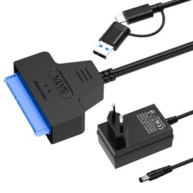 Mellbree SATA to USB 3.0 Adapter, 2-in-1 USB & Type-C Design, Supports 2.5 Inch and 3.5 Inch Hard Drives SSD/HDD, Fast Data Transfer, Compatible with Windows, Mac and Linux Operating Systems