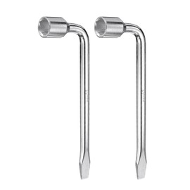 HARFINGTON 2pcs Car Spare Tire Lug Wrench 23mm Carbon Steel l Type Slotted End Hexagon Socket Wrench L-Shaped Tire Repair Tool for Automobile Repair