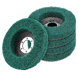 Junchamp 4.5" x 7/8" Nylon Fiber Flap Disc Buffing Polishing Pad, Scouring Pad Grinding Wheel Angle Grinder Attachments Abrasive Tools (5Pack Grit 120)