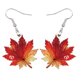 BAMAY Acrylic Maple Leaf Earrings Dangle Jewellery Autumn Earrings for Women Girls Charms Autumn Leaf Garland Gifts, Acrylic, No Gemstone