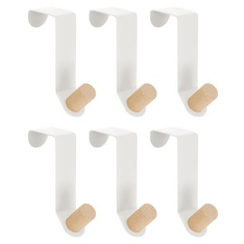 sourcing map Over The Door Hooks,6pcs - Carbon Steel Paint Door Hanger Hook, Single Hooks for Hanging Clothes, Hats, Towels (White)