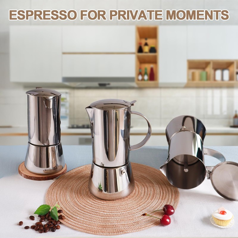 Uncoated 2 Cup Moka Pot 304 Thickened Stainless Steel Coffee