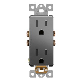 LIDER Matte Finish Decorator Receptacle with Interchangeable Face Cover, Child Safe Tamper-Resistant Wall Outlet, Residential Grade, Self-Grounding, 15A 125V, UL Listed, LR15-TR-SG, Space Gray