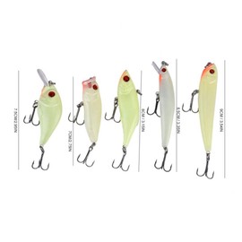 VGEBY 5 Unids Cebo de Pesca, Luminoso Artificial Realista Pesca Señuelo Duro Topwater Bass Bait Swimbait Crankbait para Agua Salada o de Agua Dulce Suministros De Cebo Cebo Para Peces