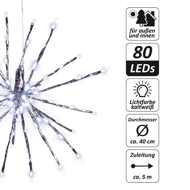 Meteor Star 80 LED Light Colour White Diameter 40 cm