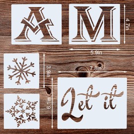 WILLBOND 16 Pieces Merry Christmas Let It Snow Stencil for Painting on Wood Reusable Porch Sign Large Vertical Christmas Letter Stencil Holiday Drawing Wood Sign for Tree Porch Wall Xmas Decor