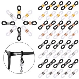 80-Piece Adjustable Silicone Eyeglass Chain Ends - Anti-Slip Retainer Ends for Sunglasses & Sports Eyeglasses, 8 Colors